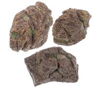 POPETPOP 3pcs Miniature Brown Resin Rock Shaped Decorative Stones for Bonsai Trees and Bamboo, Suitable for Rock Gardens and Crafts, Brighten Fish Tanks with Wide Application
