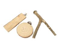 POPETPOP 3pcs Natural Wood Parrot Perch Set Spiced Wood Stand, Swing, and Soft Ladder for Bird Cages, Wooden Bird Stands for Parakeets and Small to Medium Parrots