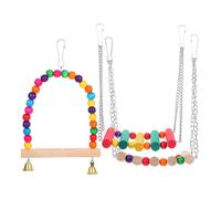 POPETPOP 3pcs Parrot Chewing Climbing Toys Set Colorful Hanging Bird Cage Accessories for Small Birds Cockatiels Parakeets Lovebirds