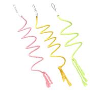 POPETPOP 3pcs Parrot Climbing Toy Set Colorful Rope Perches for Birds Green Yellow Pink for Parakeets and Cockatiels Interactive Swing and Chew Toy