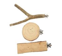 POPETPOP 3pcs Parrot Toy Natural Wood Perches for Bird Cage Includes Parakeet Cage Accessories Parrot Stand Perch Toy for Biting