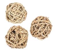 POPETPOP 3pcs Parrot Woven Straw Balls Chew Toy Natural Grass Material Creative Foraging Toy for Parrots and Small Animals