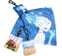 POPETPOP 3pcs Portable Glasses Cloth Lens Cleaner Keychain with Printed Strap, Microfiber Eyeglass Cleaning Wipes for Mobile Phone and Electronic Screens, Suitable for Travel and Daily Use