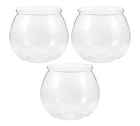 POPETPOP 3pcs Portable Plastic Fish Bowls Small round Goldfish Tanks Tabletop Aquarium for Home Office Fish Breeding and Turtle Viewing