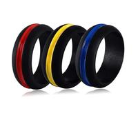 POPETPOP 3pcs Silicone Couple Rings Finger Ring Elegant Charming Virtually Scratch-proof Super Hard Assorted Color Classic Stylish Jewelry for Engagement and Birthday Random Color