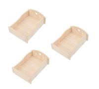 POPETPOP 3pcs Small Wooden Bed for Small Pets Comfortable Hamster Guinea Pig Hut Breathable Design for Dwarf Chinchillas and Natural Construction Practical