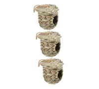 POPETPOP 3pcs Straw Woven Bird House Handmade Hummingbird Nesting Cottage Parrot Breeding Cottage