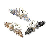 POPETPOP 3pcs Vintage Swan Hair Clips Rhinestone Decorative Hair Clips Alloy Crystal Sparkly Barrettes Secure Hold Elegant Retro Style for Everyday Use and Anniversaries