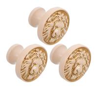 POPETPOP 3pcs Vintage Zinc Alloy Lion Head Cabinet Knob with Screws | Single Hole Design, Polished Surface, for Dressers and Furniture Drawers, Interior Decor Update