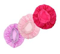 POPETPOP 3pcs Wide Brim Night Hat Elastic Candy Color Breathable Comfortable Sleeping Caps for Hair Protection Rosy Light Purple Pink