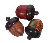 POPETPOP 3pcs Wooden Acorn Pendant Essential Oil Carrying Case Set - Solid Wood Storage Boxes for Jewelry Making, Craft Projects, and Travel Organizers