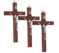 POPETPOP 3pcs Wooden Jesus Cross Pendants Handmade Polished with DIY Craft Potential, Elegant Retro Style Cross Charms for Birthdays and Anniversaries Decoration