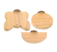 POPETPOP 3pcs Wooden Parrot and Gerbil Platform Set with Adorable Head and Half round Shapes, Sturdy Small Animal Play Stand to Increase Curiosity and Attract Attention, for Cage Use