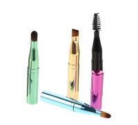 POPETPOP 4-in-1 Travel Makeup Brush Set with Eyeshadow Lip and Eyebrow Brushes Portable Mini Makeup Tool Kit and Blending on The Go