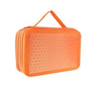 POPETPOP 4-Layer 72-Slot Pencil Case, Oxford Cloth Marker Organiser Case with Compartments, Large-Capacity Pen Pouch for Painting, Orange