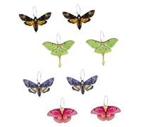POPETPOP 4 Pairs Moth Dangle Earrings for Women, Acrylic Insect Drop Earrings with Butterfly Wings, Colorful Lightweight Costume Jewelry for Party and Wedding Accessories