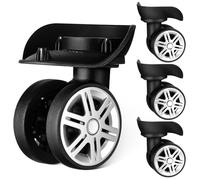 POPETPOP 4 Pcs Luggage Wheels Replacement: Double Row Trolley Casters - Mute Suitcase Caster Wheels for Suitcase Repair