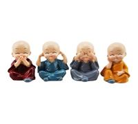POPETPOP 4 Pieces Cute Little Monk Figurines Car Dashboard Decoration Miniature Monk Sculptures for Car Interior and Office Desk Ornament