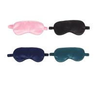 POPETPOP 4 Pieces Silk Sleeping Eye Mask Set, Soft Blackout Sleep Eyeshade with Adjustable Strap for Travel, Nap and Night Use, Includes Black, Dark Green, Light Pink, Navy Blue
