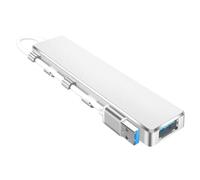 POPETPOP 4 Port USB Hub with Usb3.0 and Usb2.0 Interfaces, Stainless Steel and Abs Material, Plug and Play Hot Pluggable Multifunction Hub for Office and Home Use, Simple Elegant