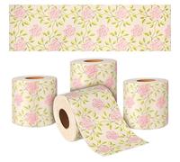 POPETPOP 4 Rolls Bathroom Napkins Printed Toilet Paper Roll Creative Delicate Bamboo Pulp Not Easy to Get Deformed Safe Holiday Essential Party Decorative