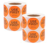 POPETPOP 4 Rolls of 500 Adhesive Use First Inventory Control Labels Small 38x38mm Orange Food Service Stickers for Organizing and Managing Stock in Restaurants