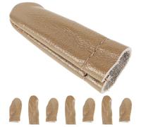 POPETPOP 4 Sets of Brown Leather Thimbles Sewing Tool Finger Guards Compact and Simple Elegant Protectors for Fingertip Protection in DIY Crafts and Needlework Random Color