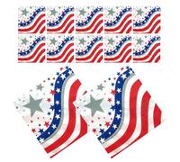POPETPOP 40pcs 33x33cm Red Blue Striped Star Printed Party Napkins, Decorative Disposable Tissue Paper for Independence Day, Summer Events and Home Tableware Supplies