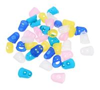 POPETPOP 40pcs Large Silicone Finger Cots Protective Finger Covers for Counting Money, Comfortable Flexible Fingertip Guards in Yellow, Sky Blue, Navy, Pink for Hand Safety