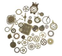 POPETPOP 40pcs Retro Punk Metal Gear Charms for DIY Projects and Sculpting, Decorative Steampunk Gears Accessories with Delicate Vintage Style for Crafting and Jewelry Making Assorted style