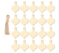 POPETPOP 40pcs Xmas Wooden Slices Bulb Shape Hanging Ornaments with Rope Easy Installation Beige Wooden Cutouts Artistic Stylish Decorations for Festivals and Parties