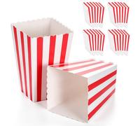 POPETPOP 48pcs Red Paper Popcorn Boxes Tear-resistant and Easy to Fold Design, for Movie Night Snacks and Birthday Parties, Unique Festive Style Popcorn Holders