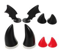 POPETPOP 4pair Motorcycle Helmet Horn Decorations with Bat Wings, Cat Ears, and Devil Horns, Lightweight Pp Material, Easy Installation, Stylish Accessories for Nighttime Rides