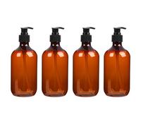 POPETPOP 4pcs 500ml Travel Lotion Bottles Set with Pump, Brown Pet Refillable Cosmetic Bottles for Easy Carry and Drop Resistance, for Travel and Daily Use