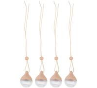 POPETPOP 4pcs 8ml Car Diffuser Hanging Pendant Set with Frosted Glass Perfume Bottles, Beech Wood Caps Essential Oil Air Fresheners for Automotive Interior Decoration