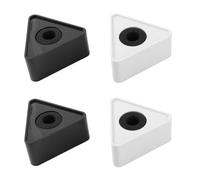 POPETPOP 4Pcs ABS Triangular Microphone Logo Flag Stations, White and Black Mic Station Accessories for Interview and Reporting, Microphone Logo Protector for Reporters