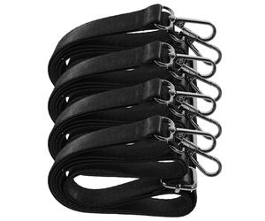 POPETPOP 4pcs Adjustable Black Nylon Horse Blanket Leg Bands with Metal Double Swivel Buckles Elastic Horse Leg Straps for Secure Attachment and Withstanding Daily Use for Blanket Fixing