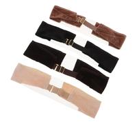 POPETPOP 4pcs Adjustable Elastic Wig Grip Bands for Hairdressing and Work, Velvet Cloth and Metal Material, Securing Wigs with Comfortable Non-slip Headbands in Black Brown Beige