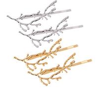 POPETPOP 4pcs Alloy Hair Clips Graceful Korean Style Deer Antler Design with High Toughness, Suitable for Annual Company Meeting Or Party with Friends, 2 Golden and 2 Silver Hair