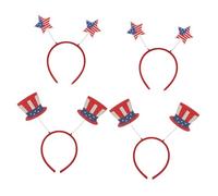 POPETPOP 4pcs American Flag Headbands Lightweight Independence Day Hair Hoops with Stars and Hat Designs Festival Hair Accessories for Birthday Party Cosplay and Holiday Celebrations