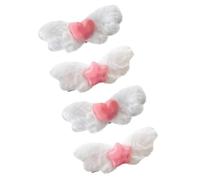POPETPOP 4pcs Angel Wing Hair Clips White Cloth Metal Side Clips for Hair Cute Stylish Sweet Design Versatile Multiple Uses for Teens Women