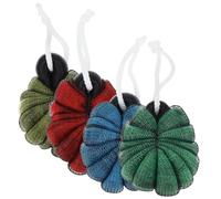 POPETPOP 4pcs Bath Shower Balls Exfoliating Sponge with Scrubbing Power and Gentle Body Exfoliating Pe Material Assorted Colours for Men and Women Home Bath Accessories