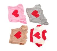 POPETPOP 4pcs Bear Doll Clothing Soft Comfortable Sweaters Cute Doll Garments for Stuffed Animals Gift Accessories in Khaki Red Heart Pink Red Heart