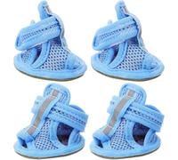 POPETPOP 4pcs Blue Dog Shoes Summer Breathable Mesh Pet Sandals with Flexible Sole and Anti-slip Design for Protecting Paws from Hot Pavement during Walking