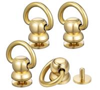 POPETPOP 4pcs Brass D Ring Rivets Screw Back Fasteners for Purse Making, Tote Bag Connectors, Leathercraft Hardware for Handbag Straps and Dog Collars