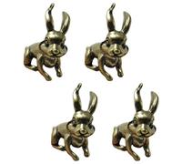 POPETPOP 4pcs Brass Rabbit Keychain Charms Set, Zodiac Bunny Pendants for Keychain DIY Use and Bag Pendant, Practical and Sturdy Retro Creative Style