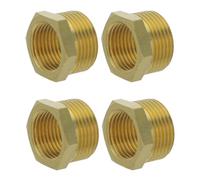 POPETPOP 4pcs Brass Reducer Bushing 3/4" to 1/2" Hex Threaded Pipe Adapter for Garden Hose and Plumbing, Copper Material with High Purity Construction and Easy Installation for Bathroom