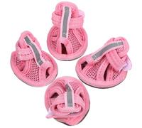 POPETPOP 4pcs Breathable Mesh Dog Boots in Pink for Pets, Easy to Clean Summer Sandals, Protect Paws from Hot Pavement, for Deck and Walking on Hot Pavement
