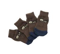 POPETPOP 4pcs Cartoon Pet Dog Socks Non-slip Cotton Paw Protectors for Pets, Easy to Use and Protect against Salt in Snow, Suitable for Dog and Cat Paws, Size L