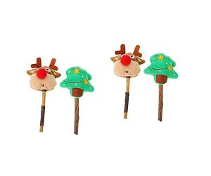 POPETPOP 4pcs Cat Interactive Xmas Toy Cartoon Kitten Molar Chew Sticks Catnip Christmas Tree Reindeer for and Fun Playtime